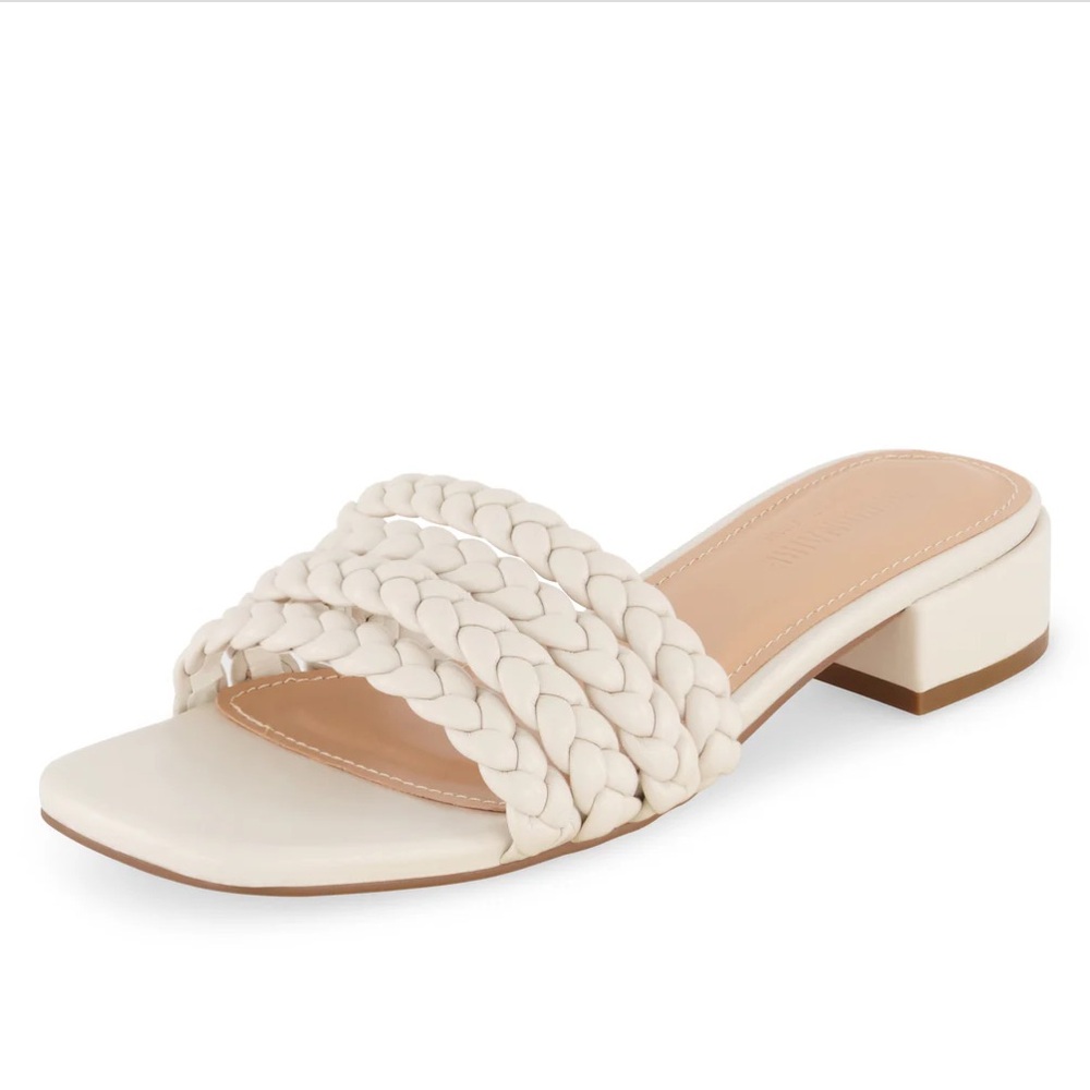 Cushionaire Neary Braided Cream Block Heel Sandals